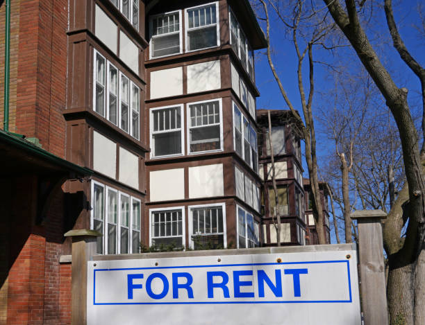 apartment building with for rent sign