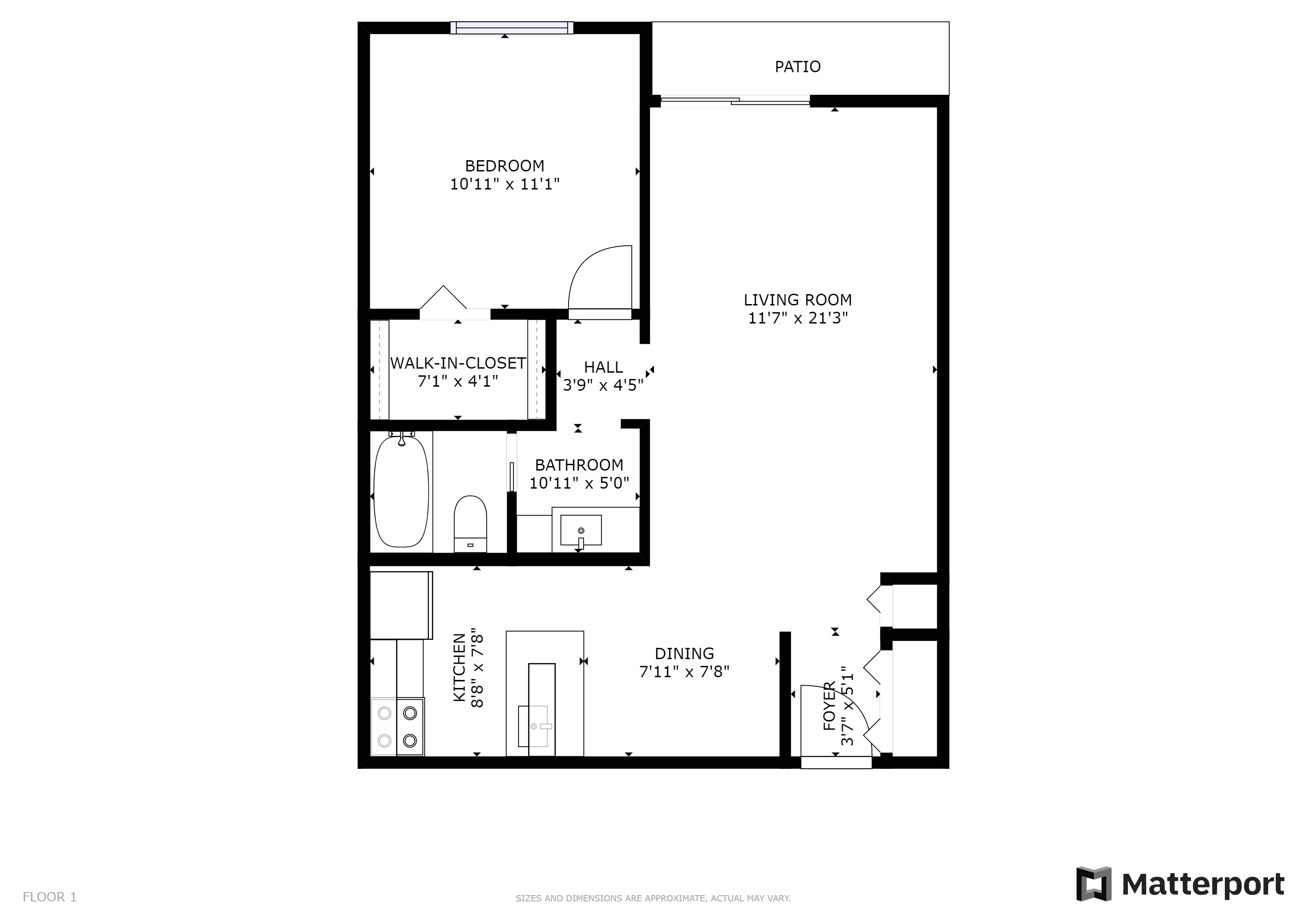 Cass Lake 1-Bedroom Layout