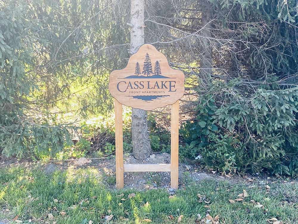 Cass Lake Front Apartments Signage