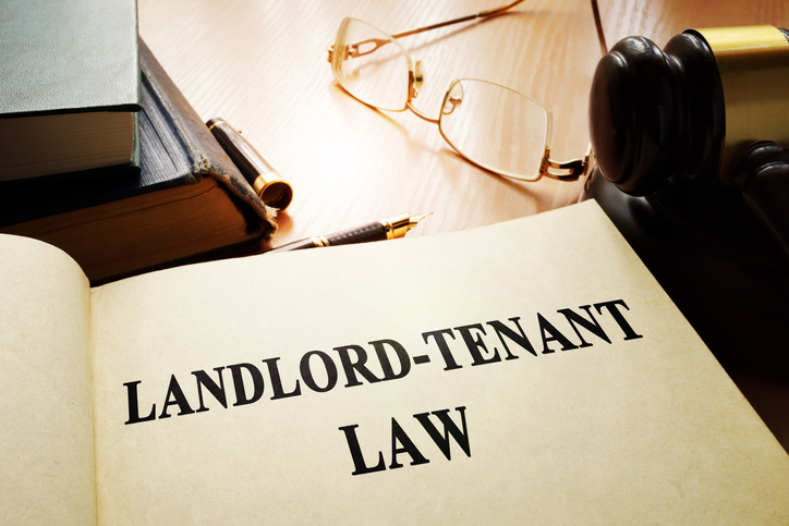 Landlord-tenant law on an office table.