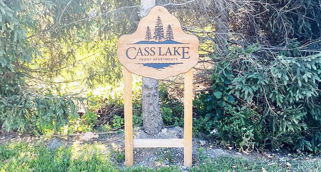 Cass Lake Front Apartments Signage